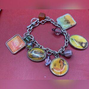 Vintage AAi Travel Bracelet Silver Tone Nostalgia 7”